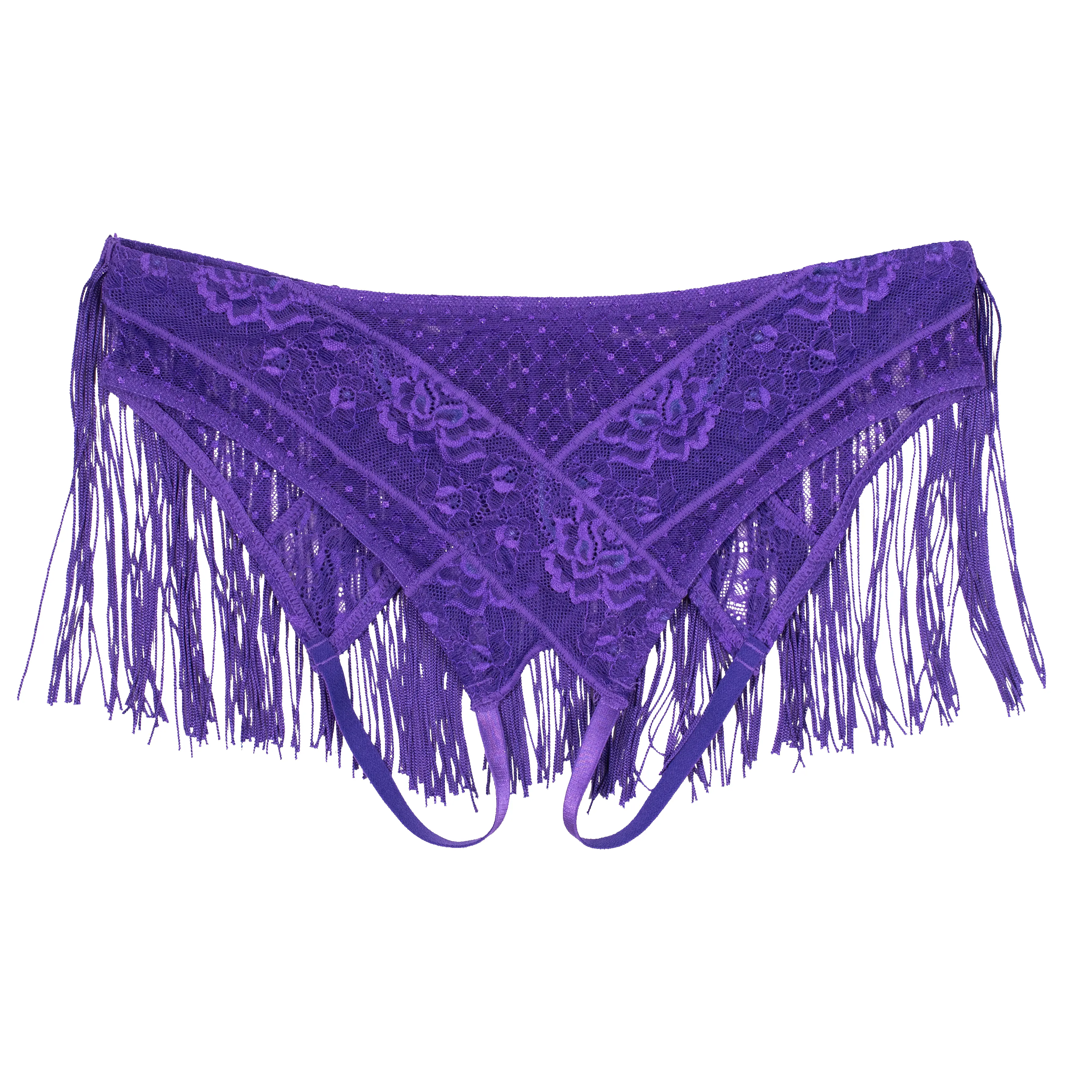 Crotchless Fringe Panty - Violet