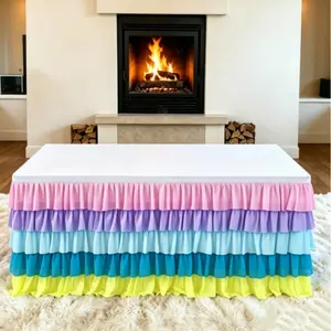 Teacher Desk Skirt Colorful Boho Table Skirt for Rectangular Desk, Back to School First Day of School Classroom Decor for Kindergarten Preschool Middle School