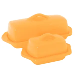 Stylish Mini & Full Size Ceramic Butter Dish Set (2 Pc.)