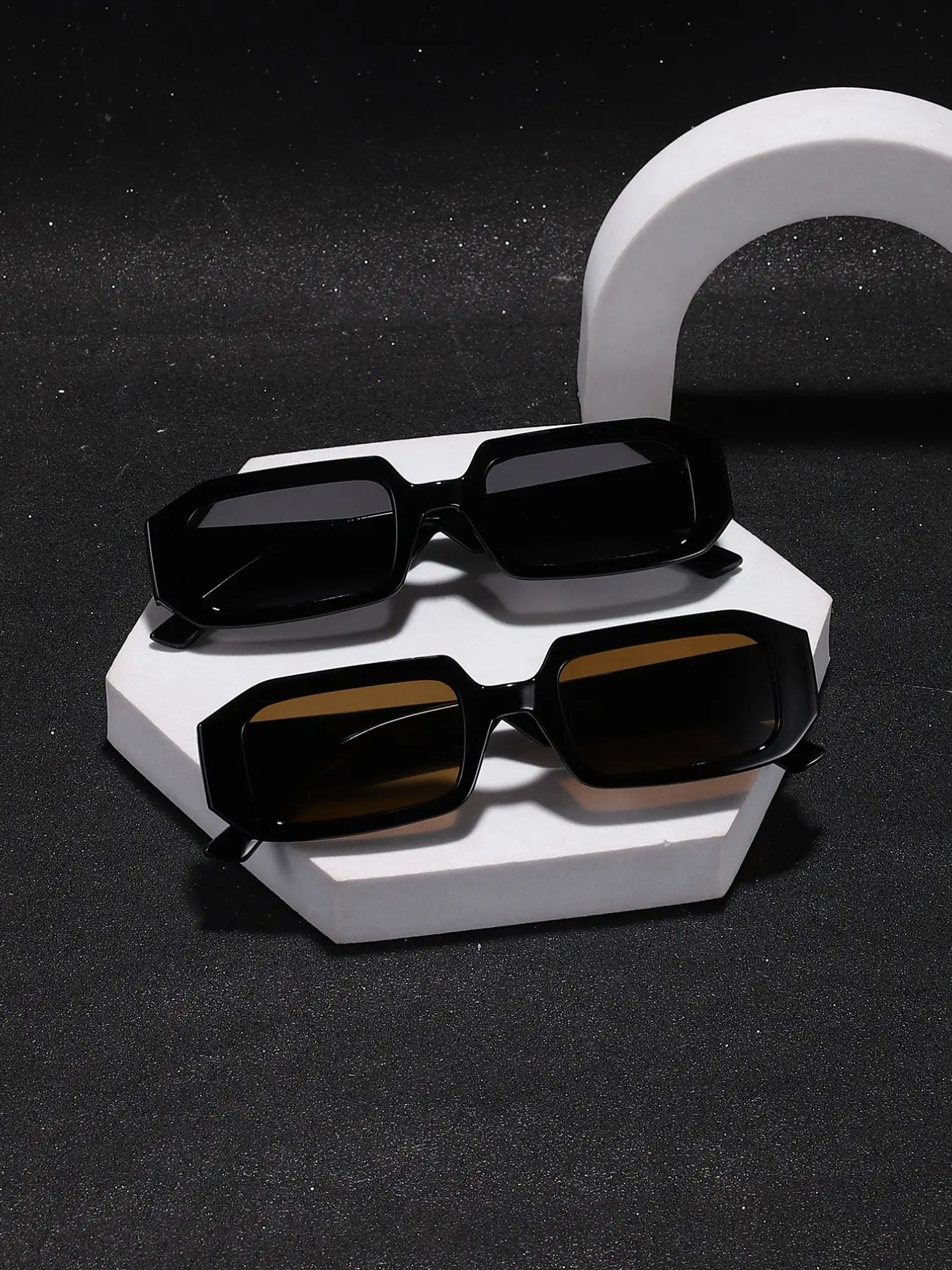 2pcs Retro Casual Rectangular Sunglasses, Color Lenses, Unisex Fashion Eyewear, Ideal for Daily Wear and Outdoor Activities, Trendy Casual Sunglasses, Trendy Vintage Sunglasses, Rectangle Sunglasses