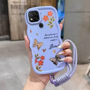 1 Piece Redmi9C 9 (India) Autumn Butterflies Flying Flexible Design Phone Case Cover Soft-Touch And Lanyard Protection Made Suitable For Redmi 9C Ideal For Daily Use