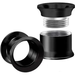 Gauges for Ears, Internally Threaded Stainless Steel Black Double Flared Tunnel Piercing Jewelry Stretcher Ear Plug Earring Lobe Tunnel for Men Women