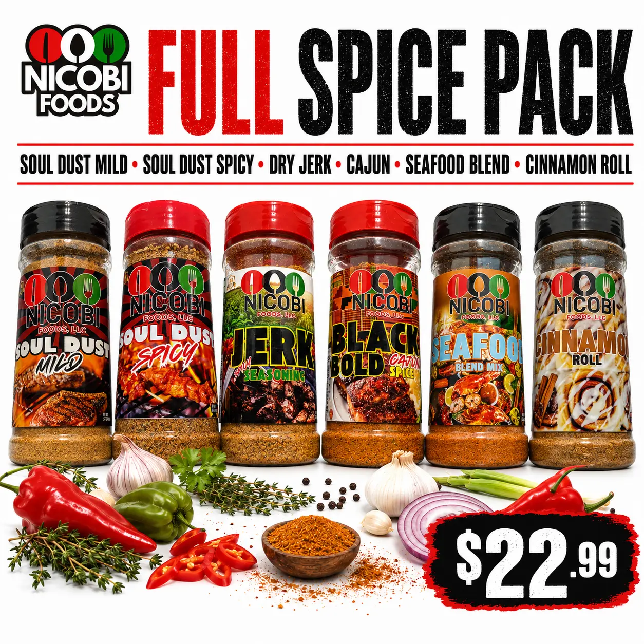 Nicobi Foods Full Spice Pack — All 6 Spice Bottles