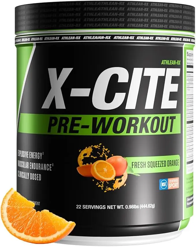 X-CITE Pre-Workout by ATHLEAN-X - Enhanced Formula with Beta-Alanine, Creatine & Caffeine for Ultimate Energy, Endurance, Focus & Muscle Pump, NSF Certified for Sports