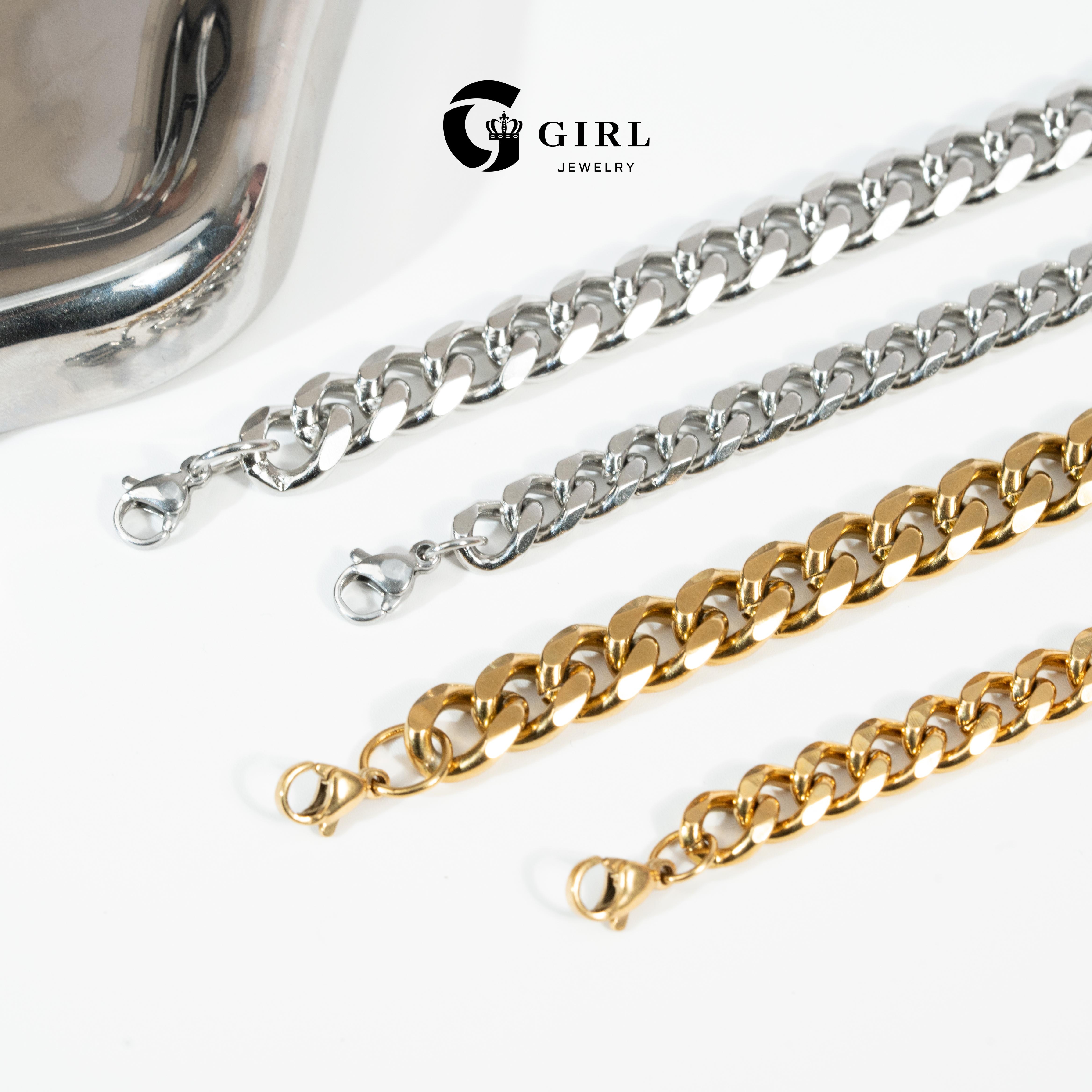 GGIRL Double-layer Chunky Cuban Link Chain Anklet for Women and Man Waterproof Adjustable Length Fashion Chic Accessories Trendy Layered Anklet Set Jewelry Gift