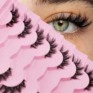 Cat Eye Half False Eyelashes, Fluffy Eyelash Clusters, 7 Pairs Natural Curling Faux Clusters Lashes, Eye Makeup Strip Lashes