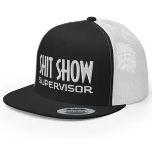 RIVEMUG Shitshow Supervisor Premium Trucker Hat Flat Bill High Crown Adjustable Funny Baseball Cap