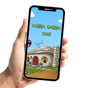 Flintstone Gender Reveal White Skintone Invitation - Flintstone White Skintone Theme Digital Invite