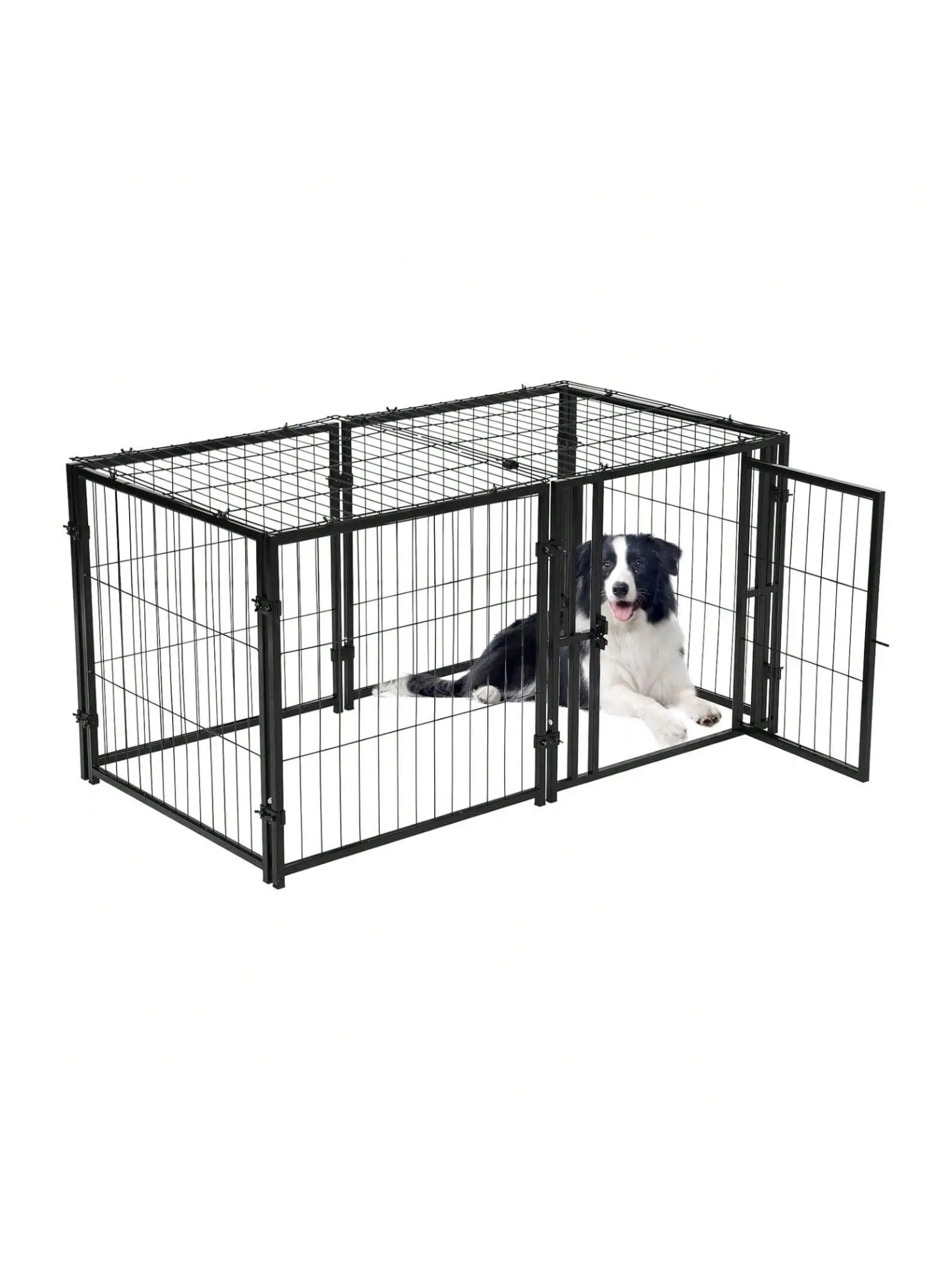 48 Inch Heavy Duty Dog Crate Indestructible Escape Proof Metal Kennel Indoor Outdoor Puppy Playpen