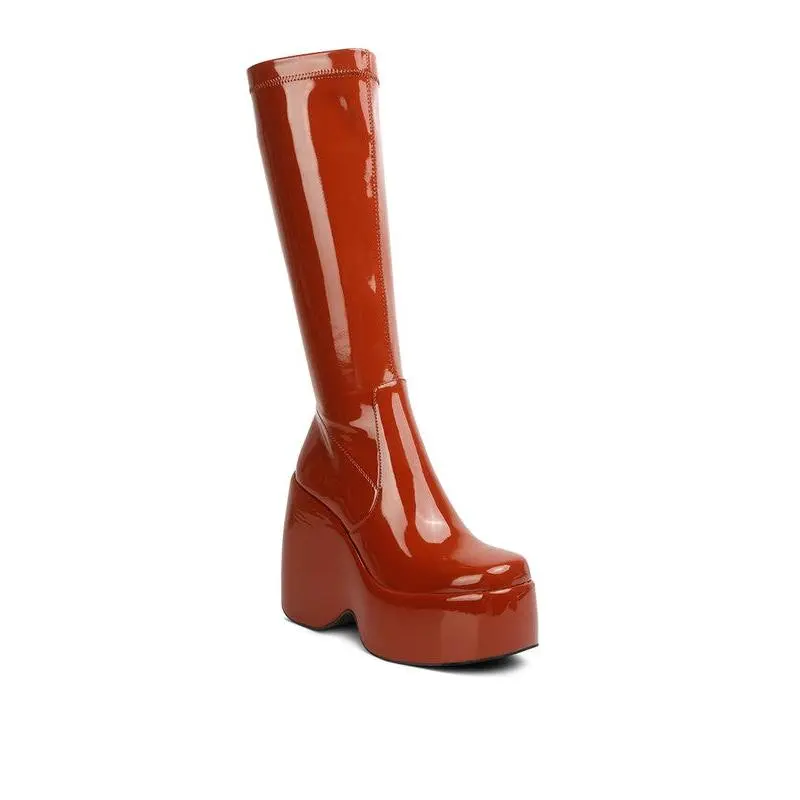 Dirty Dance Patent High Platfrom Calf Boots