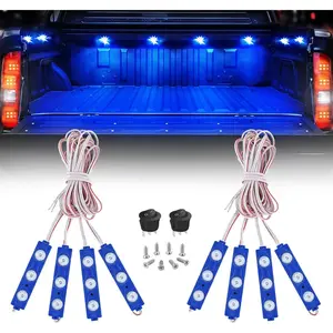 Nilight 8PCS 24 Bright LEDs Blue Truck Pickup Bed Light Kit with Switch - IP67 Rated, Off-Road Compatible, Includes Tape/Screws, for Trucks/RVs Undercarriage, Van Cargo, Interior Custom Use