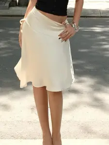 Elegant Midi Skirt, Millennial Retro Sweet Style, Asymmetrical Flowy A-Line, High Waist Versatile Daily Wear, Chic Street Fashion for Women