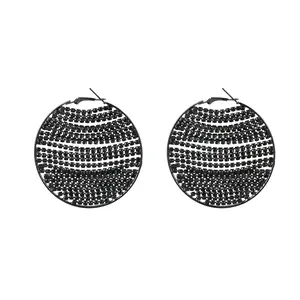 Earrings for women girls,Hollow out round Statement Earrings Big Drop Dangle Earrings.Black