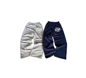 Cross pattern printed sweatpants for men and women, with elastic waistband, loose fit, casual long pants, suitable for cross-border trade, simple solid color, personalized street style.