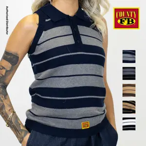 FB COUNTY Women's Charlie Brown Sleeveless Tank Tops FBCOUNTY Cute Polo Tank Top Shirt Sexy Hip Hop Striped Chicano Fashion Biker LA Streetwear