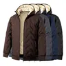 Men's Thick Ribbed Fleece-Lined Quilted Thermal Hooded Cotton Jacket - Heavyweight Insulated Cotton Blend Zipper-Up Darkwear Coat with Layering Option for Cold Outdoor Activities, Plain Design, Jackets