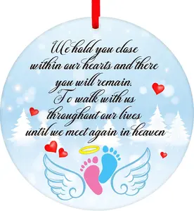 WhatSign Angel Baby Christmas in Heaven Ornaments Miscarriage Memorial Christmas Ornaments for Loss of Baby Child Angel Wing in Memory of Baby Infant Loss Ornament for Christmas Tree Miscarriage Gifts