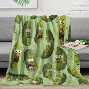Cozy Pickle-Themed Flannel Throw Blanket, Soft Warm Smooth Fleece Blanket For Couch Bed Sofa, Air-Conditioned Room Blanket, Funny Novelty Blanket, Perfect Christmas Or Birthday Gift For Kids Teens Adults