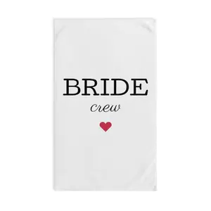 Bride Crew Wedding Hand Towel - Unisex Polyester and Cotton Custom Towel for Bathroom with Heart and Letter Prints
