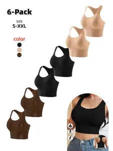 Seamless Women's Everyday Bra with Backless Design, Medium Support, Crossed Back, Perfect for Sports and Casual Wear, All Seasons,1 Pack/ 3 Pack/6 Pack, Wireless Sports Bras