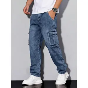 (Full of high-end feeling)Manfinity Hypemode Men's Casual Cargo Jeans, Minimalist & Fashionable For Everyday Wear