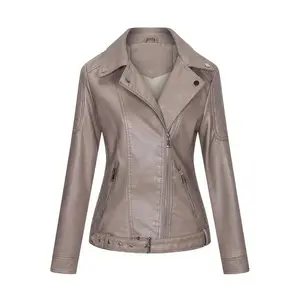 Women's lavender leather coat Biker with Zipper and Pockets (Light Purple, Lavender) t by Hide Crafts