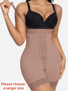 1 Count Solid Color Colombianas Shapewear, Fajas, Butt Lifting And Tummy Control Compression Shapewear Bottoms, Adjustable Body Shapewear Underwear with Zipper Crotch, High Waist Solid Lace Elegant Shapewear, Suitable For Various Occasions, Everyday