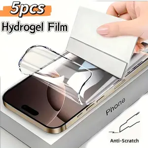 5 pack HD Hydrogel Soft Screen Protector for Smartphone iPhone 17 Air/16e/17/16/15/14/13/12/11/Pro Max/Pro/Plus/Mini/XR/X/XS/XS MAX,With HD Clarity,Scratch-resistant,Fingerprint-resistant,Full Coverage,dynamic island compatible(nont glass)