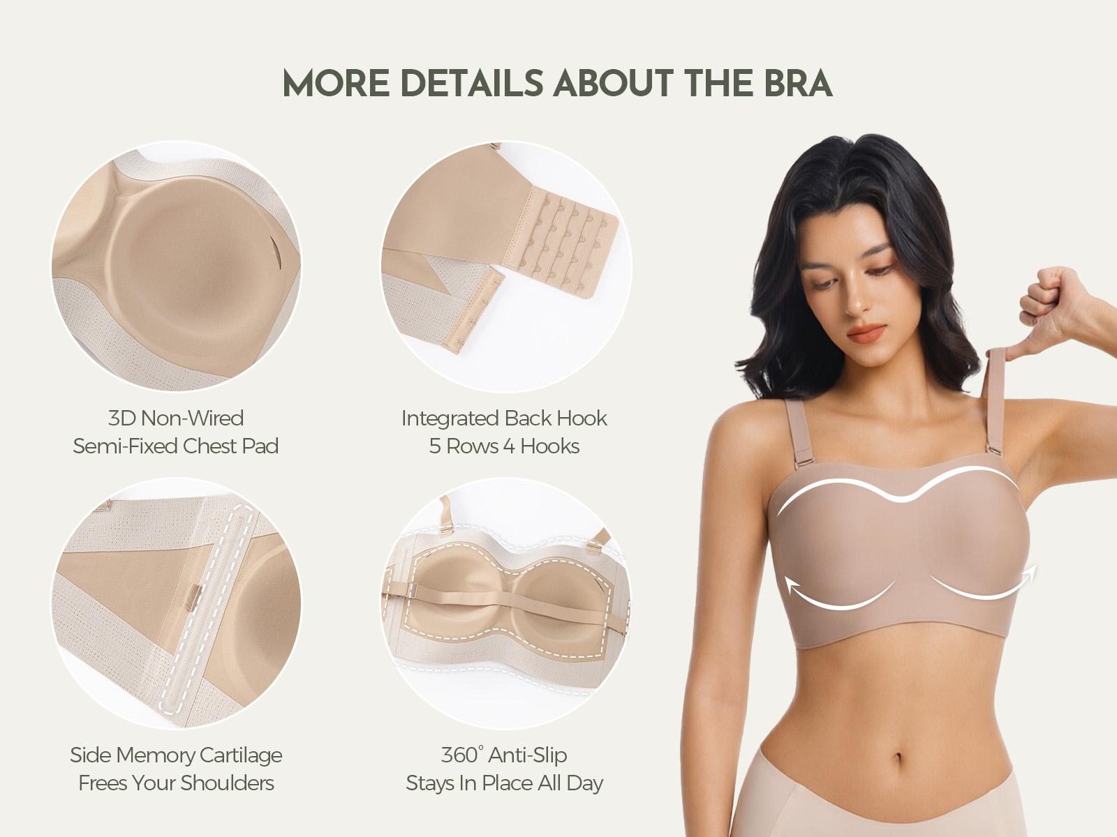 VRCOMFY Womens Strapless Jelly Bra Strapless Non-Slip Wireless Bra  Padded Bra Seamless Comfortable  Bra