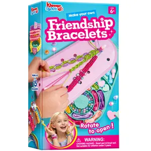 Klever Kits Friendship Bracelet Making Kit for Kids Ages 6-12 - Complete Set with 10 Knot Styles, 20 Colorful Pegs, 24 Threads, 15 Elastics, 15 Buckles, 24 Stickers, Perfect for Bonding Moments & Creative Girls