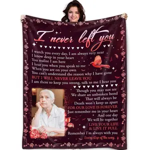 Personalized Memorial Blanket with Picture, Cardinal Memorial Gifts, I Never Left You Custom Blanket Throw, Personalized Memorial Blankets, Memorial Gifts For Mom Dad Brother Sister