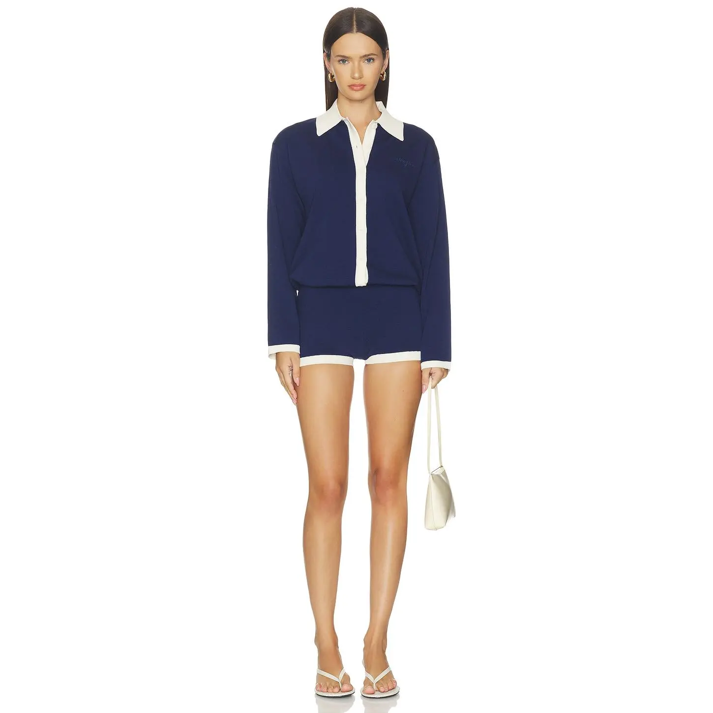 SEROYA Silas Romper in Navy & Eggshell