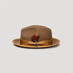 Vintage Jazz Hat Feather Embellished Men'S Hat Street Festival Party Hat Birthday Gift