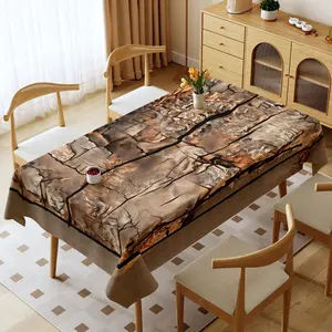 Brown Gray Textured Tablecloth, Polyester Waterproof Oil - proof Thickened, Washable for Family Housewarming Wedding Camping, Homey Kitchen Dining Decor