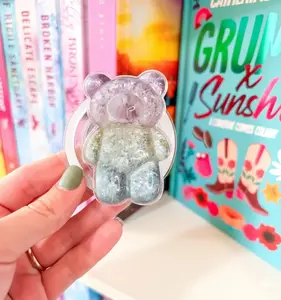 Glitter Bear Pop Socket Grip Kawaii Pastel Rainbow Phone Stand Magnetic 360° Rotation Strong Hold Easy Attach for iPhone 12 & More
