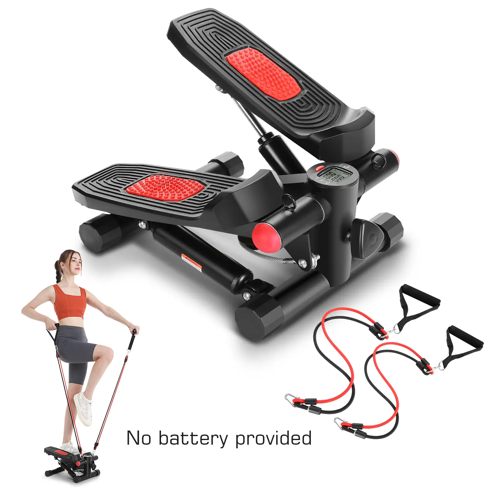 Ancheer Steppers for Exercise with double Resistance Bands ，Mini Stepper For Home and Office Use/LCD Monitor with 250LBS Loading Capacity