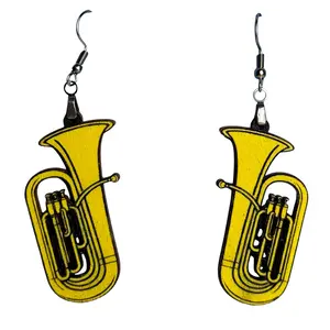 Handmade Tuba Earrings Music Instrument Dangle Earrings Lightweight Gift