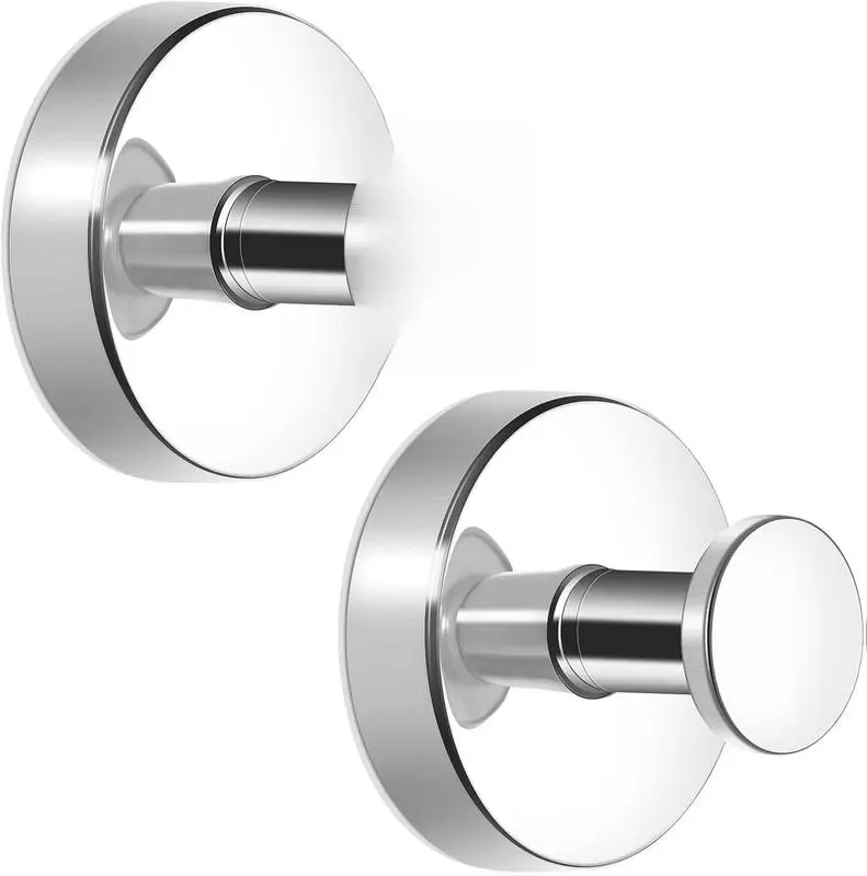 Suction Cup Hooks 2 Pack, Strong Vacuum Suction, No Drill Damage-Free Reusable, 4 Premium Metal Colors, Waterproof Rustproof, Holds 15 Lbs, For Bathroom Kitchen Glass Mirror Tile, Rental Organizer For Towels Robes Wreaths, Christmas, Father’s Day