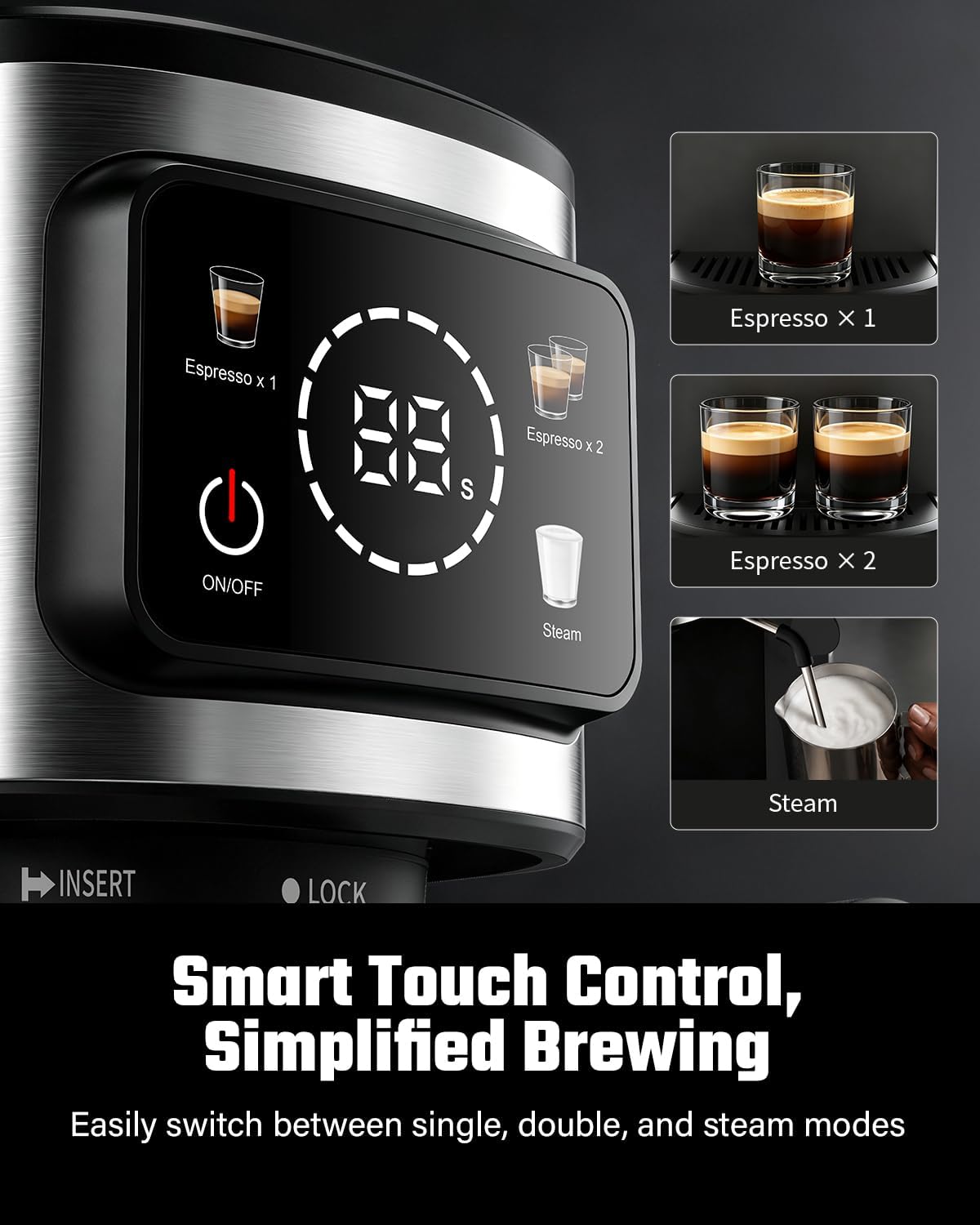 SHARDOR Espresso Machine with Milk Frother, LED Touchscreen, Black | 15 Bar, Expresso Machine with Single & Double Shots, Strong Steam Wand, 40.6oz Tank, 1550W, 12.20 x 5.91 x 11.5 in,BPA-Free tiktokshopbacktoschool SHARDOR Espresso Machine with Milk Frother, LED Touchscreen, Black | 15 Bar, Expresso Machine with Single & Double Shots, Strong Steam Wand, 40.6oz Tank, 1550W, 12.20 x 5.91 x 11.5 in,BPA-Free tiktokshopbacktoschool
