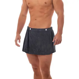 Men's Bath Wrap Towel Shower Wrap Towel Adjustable Terry Body Spa Towels with Pocket After Shower for Men Gift Spa College Bath Dorm Room Gym Hand Grey