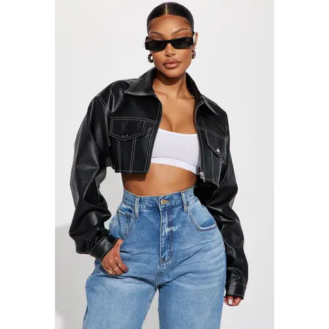 Elora Cropped Jacket - Black