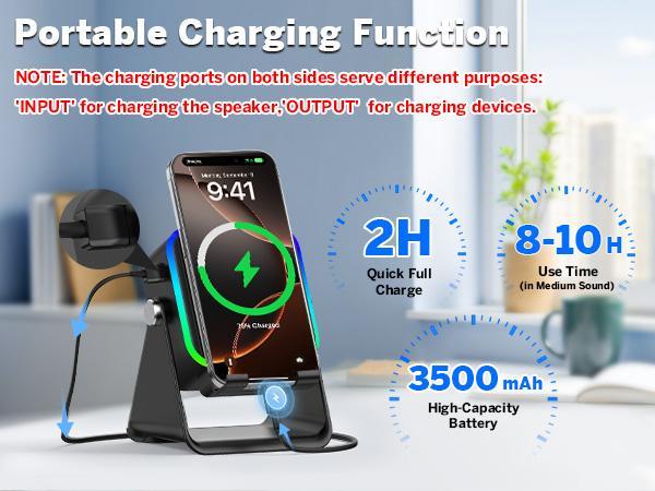 Wireless Induction Audio Speaker Stand, 5in1 Cellphone Holder, 3500mAh Rechargeable Emergency Power Bank, 360° Adjustable Mobile Tablet Stand with Colorful Ambient Light Gifts for Men Women, TikTokShopHolidayHaul Wireless Induction Audio Speaker Stand, 5in1 Cellphone Holder, 3500mAh Rechargeable Emergency Power Bank, 360° Adjustable Mobile Tablet Stand with Colorful Ambient Light Gifts for Men Women, TikTokShopHolidayHaul