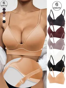 Women's Solid Wireless Push Up Bra, Soft Comfy Breathable Adjustable Strap Bra, Women's Lingerie for All Seasons Underwear