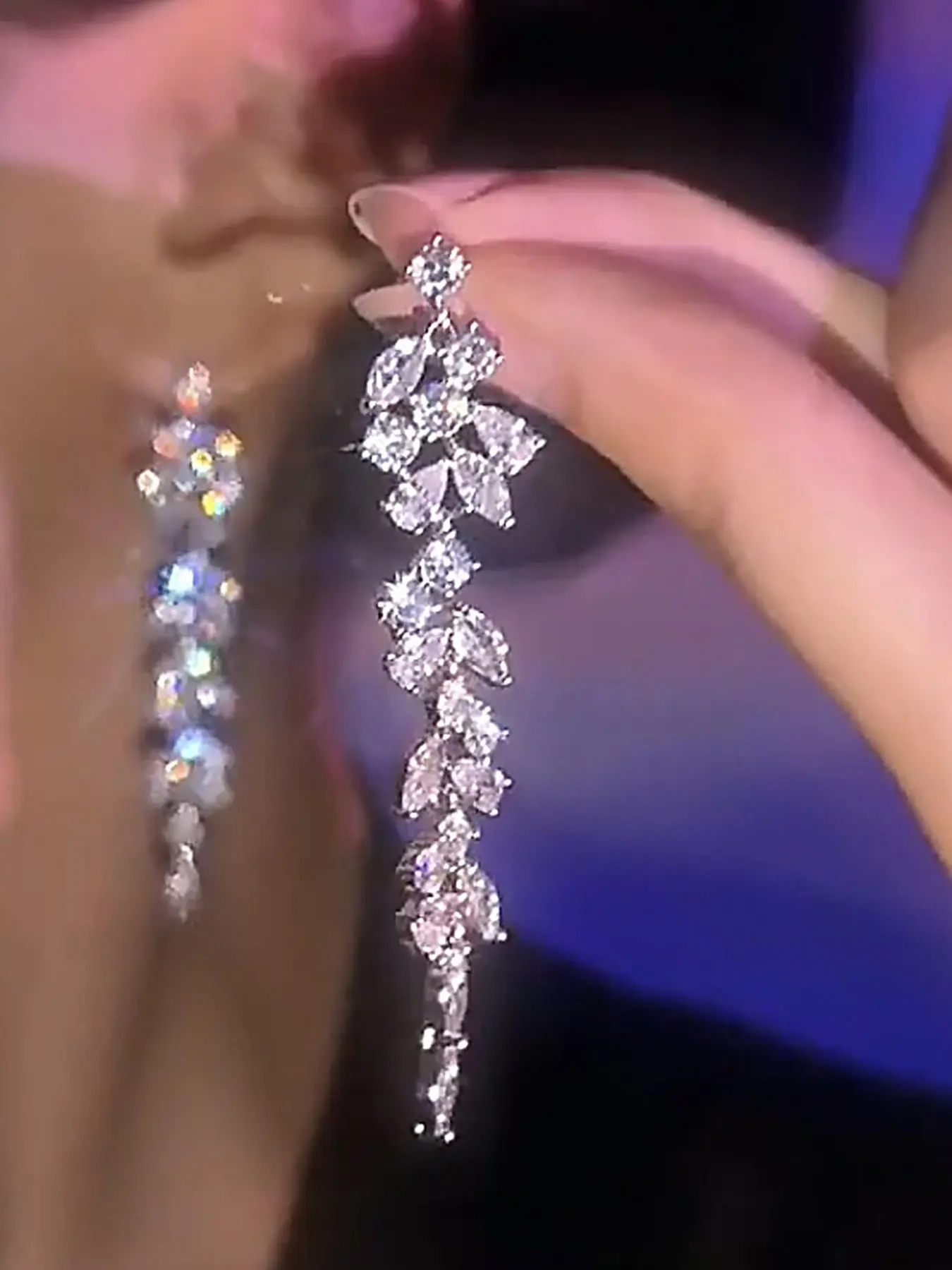Elegant Bridal Evening Dangle Earrings Set, Luxurious High-End Sparkling Jewelry, Perfect for Weddings & Formal Events
