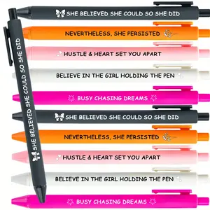 10 pcs Soft Touch Colorful Inspirational Gift Ballpoint Pens, special pen, Motivational Present, Smooth Writing - Very suitable for Girls Diary, School, Office, Home, Employee, Party, Stationery Gift (Black Ink)