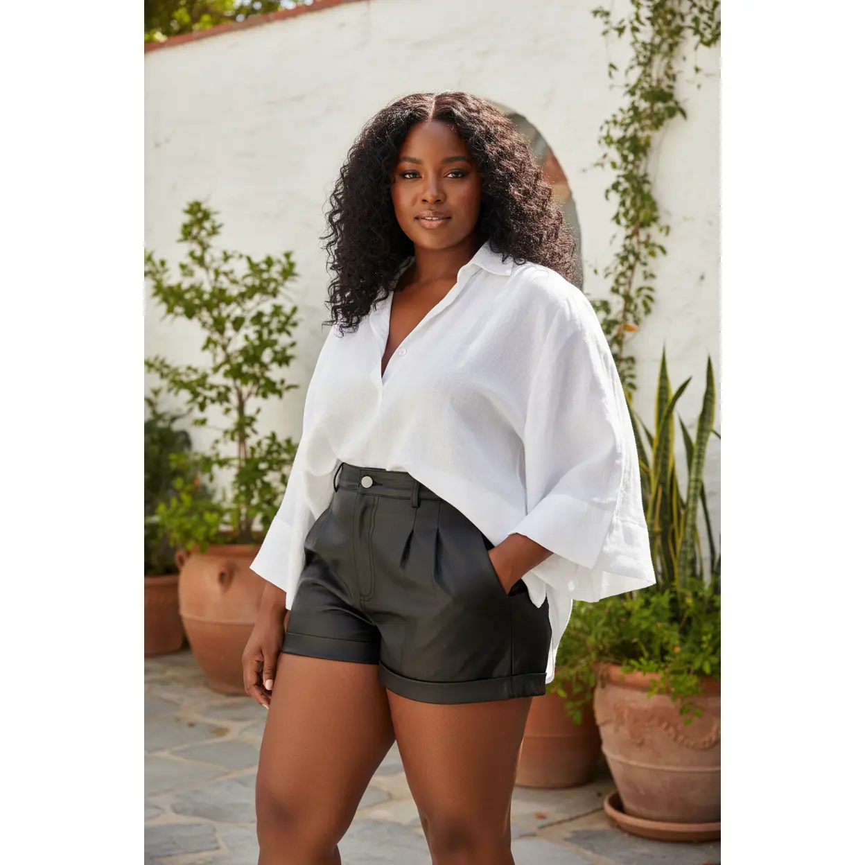 High-Waist PU Leather Shorts – Women's Street Style