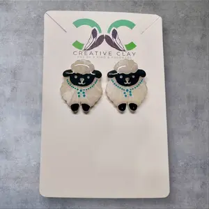 Mini Classic Dibé (Sheep) + Turquoise Necklace Earrings | Handmade Polymer Clay | Sterling Silver .925 Posts | Lightweight & Hypoallergenic | Stud Earrings