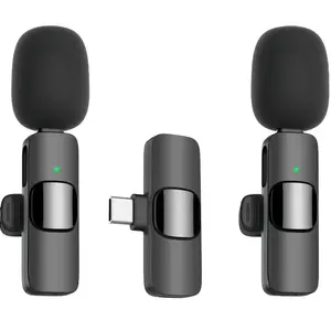 2 Pack Wireless Lavalier Microphone for iPhone iPad and Android Phone, Lapel Mic Plug and Play Wireless Mic Noise Reduction Mini Microphone for Video Recording Interview Podcast Vlog YouTube Tiktok