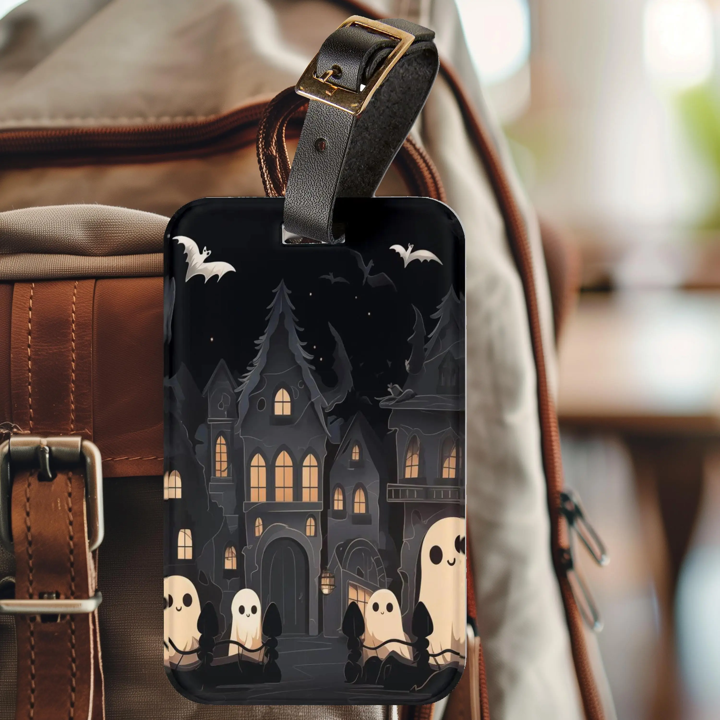 Cute Kawaii Goth Ghosts Luggage Tag - Cute Ghost Bag Tag - Cute and Spooky Backpack Tag - Diaper Bag Tag - Halloween Gifts
