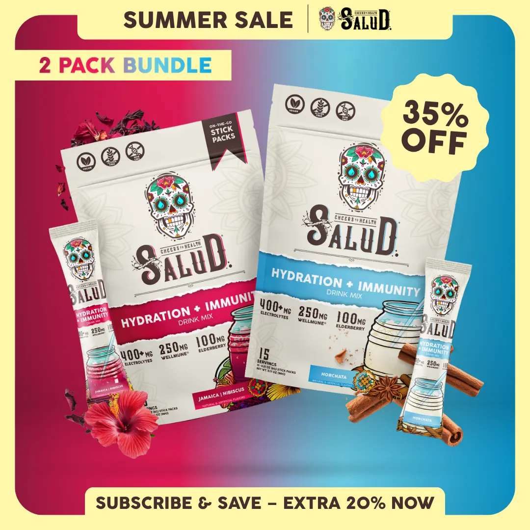 Salud 2-in-1 [Best Sellers Duo] Agua Fresca Drink Mix, Hydration + Immunity, Electrolytes Powder, Agua Fresca Drink Mix, Elderberry, Dairy & Soy Free, Non-GMO, Gluten Free, Vegan, Low Calorie, 1g Sugar (2-Pack, 30 Servings)